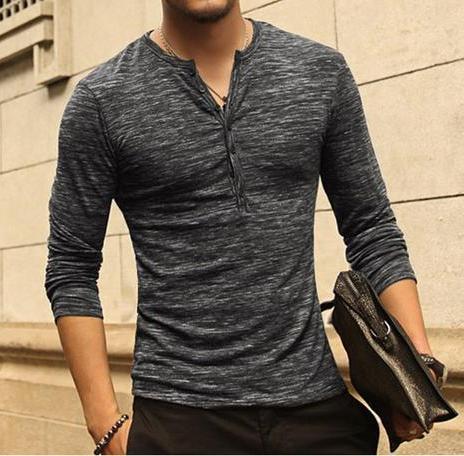 Long Sleeve Slim Fit  T-shirt with Buttons