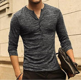Long Sleeve Slim Fit  T-shirt with Buttons