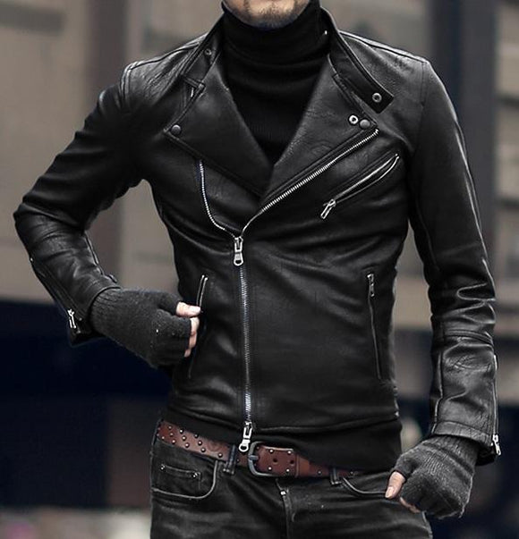 PU Leather Motorcycle Biker's Jacket