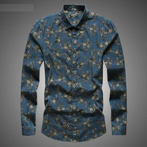 Vintage Style long sleeve shirt (Blue)