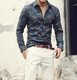 Vintage Style long sleeve shirt (Blue)