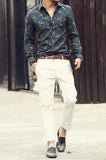 Vintage Style long sleeve shirt (Blue)