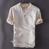 Linen Short Sleeve Breathable  Pullover