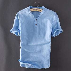 Linen Short Sleeve Breathable  Pullover