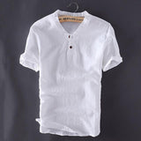 Linen Short Sleeve Breathable  Pullover