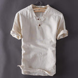 Linen Short Sleeve Breathable  Pullover