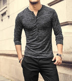 Long Sleeve Slim Fit  T-shirt with Buttons