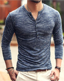 Long Sleeve Slim Fit  T-shirt with Buttons