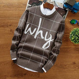 Knitted Letter Printed Sweater "Why" (3 colors)