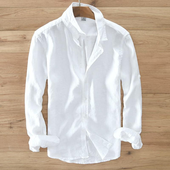 Pure linen long-sleeved shirt