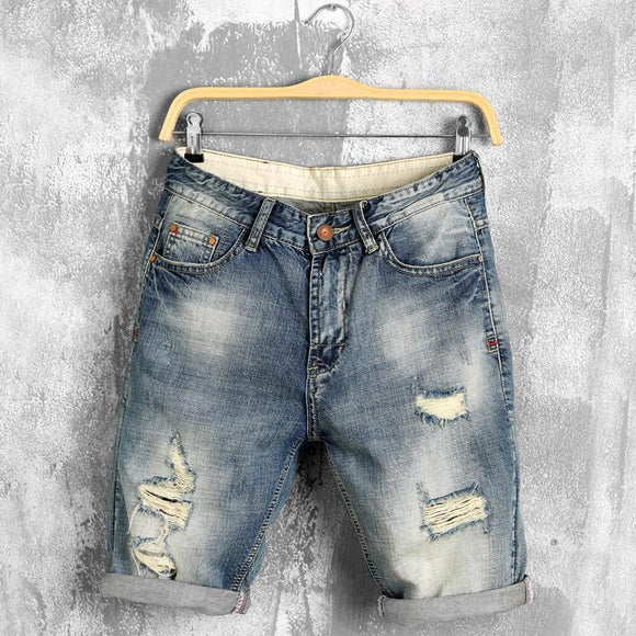 Ripped Denim Shorts