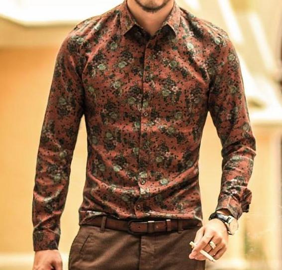 Vintage Style long sleeve shirt (Brick red)