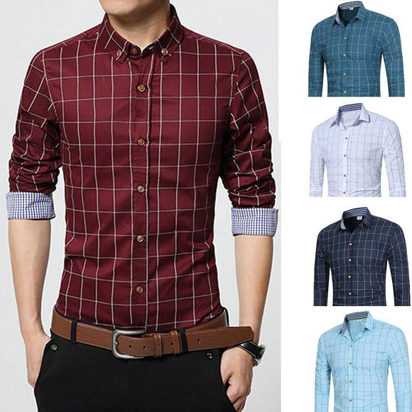 Slim Long Sleeve Plaid Shirt