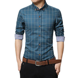 Slim Long Sleeve Plaid Shirt