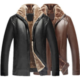 Classic Fleece lining PU  Leather Jacket (Brown)