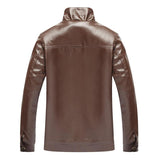 Classic Fleece lining PU  Leather Jacket (Brown)