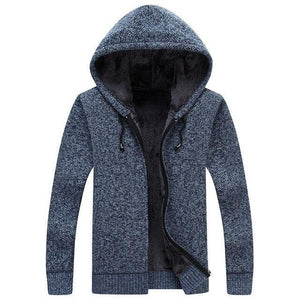 Men's drawstring zipper hoodie with fleece linning