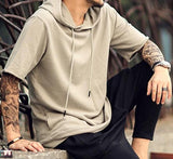 Hooded short sleeve sweatshirt