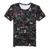 Black&Flower printing T-shirt