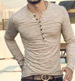 Long Sleeve Slim Fit  T-shirt with Buttons