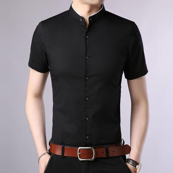 Short Sleeve Stand Collar Shirt