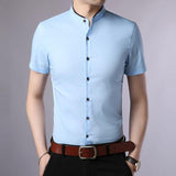 Short Sleeve Stand Collar Shirt