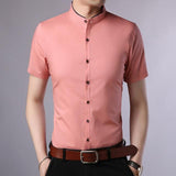 Short Sleeve Stand Collar Shirt