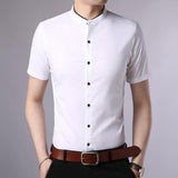 Short Sleeve Stand Collar Shirt