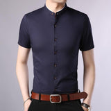 Short Sleeve Stand Collar Shirt