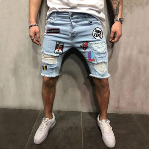 Denim Slim Fit Appliques Shorts